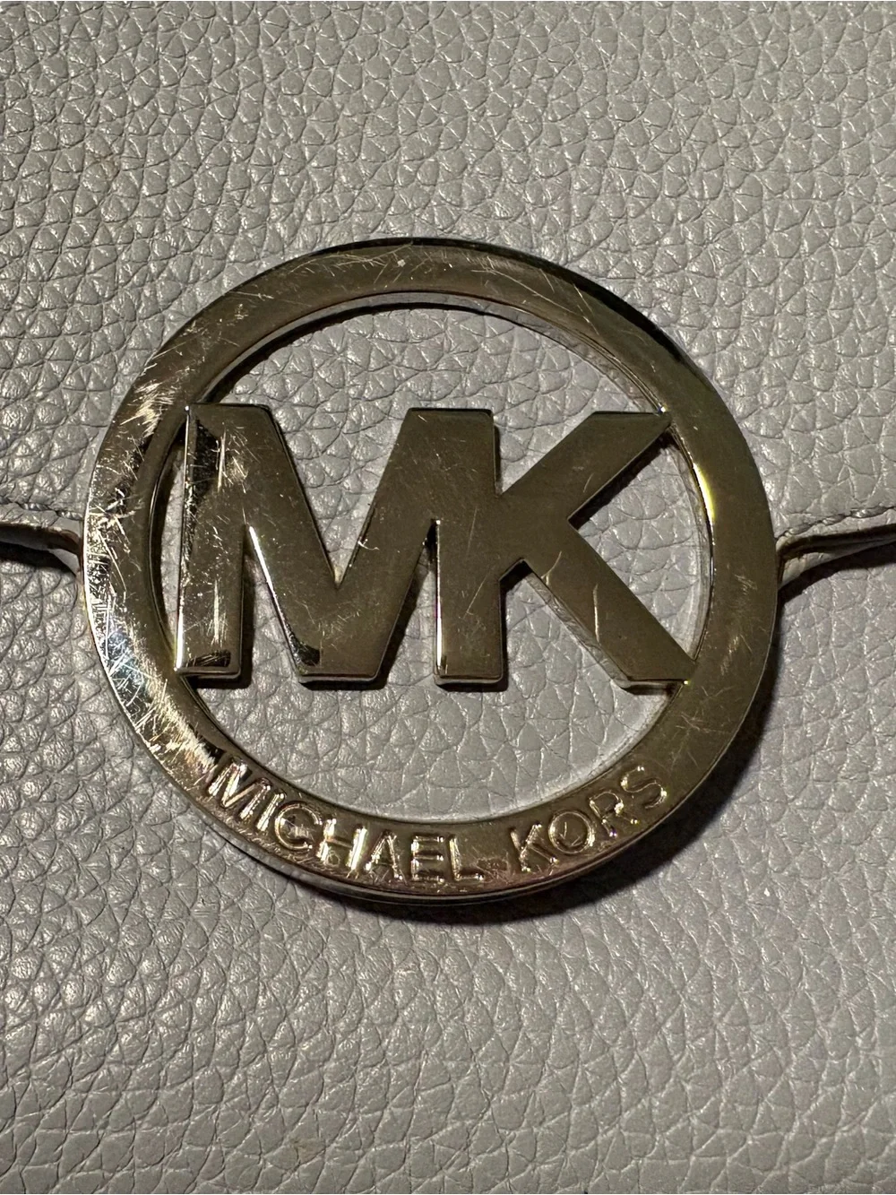 Michael Kors Light Blue Pebbled Leather Crossbody with Silver MK Logo